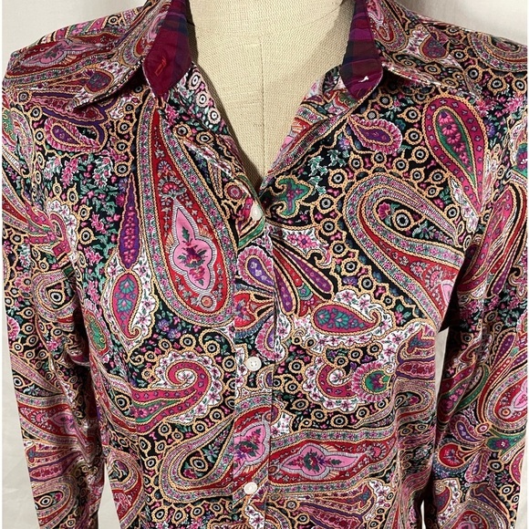 Womens's Chaps Paisley Button-Up Shirt Size Large - Picture 3 of 9